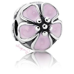 EUC Pandora 791041EN40 Sterling Silver Cherry Blossom Clip w/ Pink Enamel